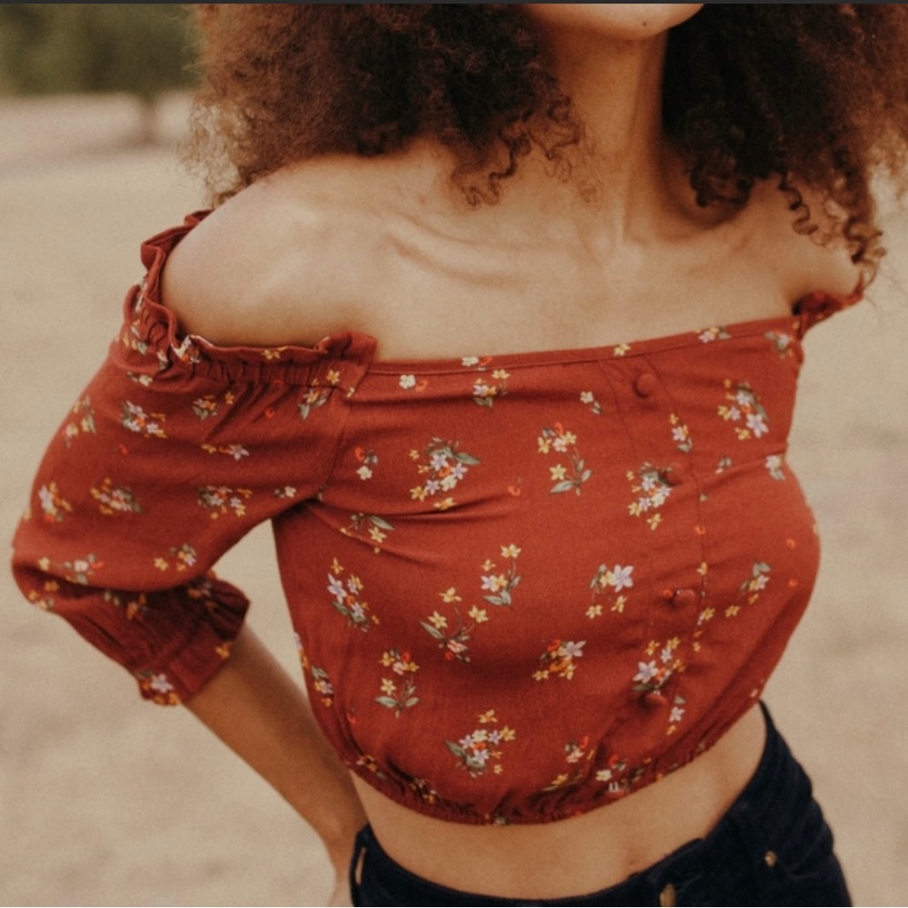 Flynn Skye Rowan Off the Shoulder Floral Crop Top